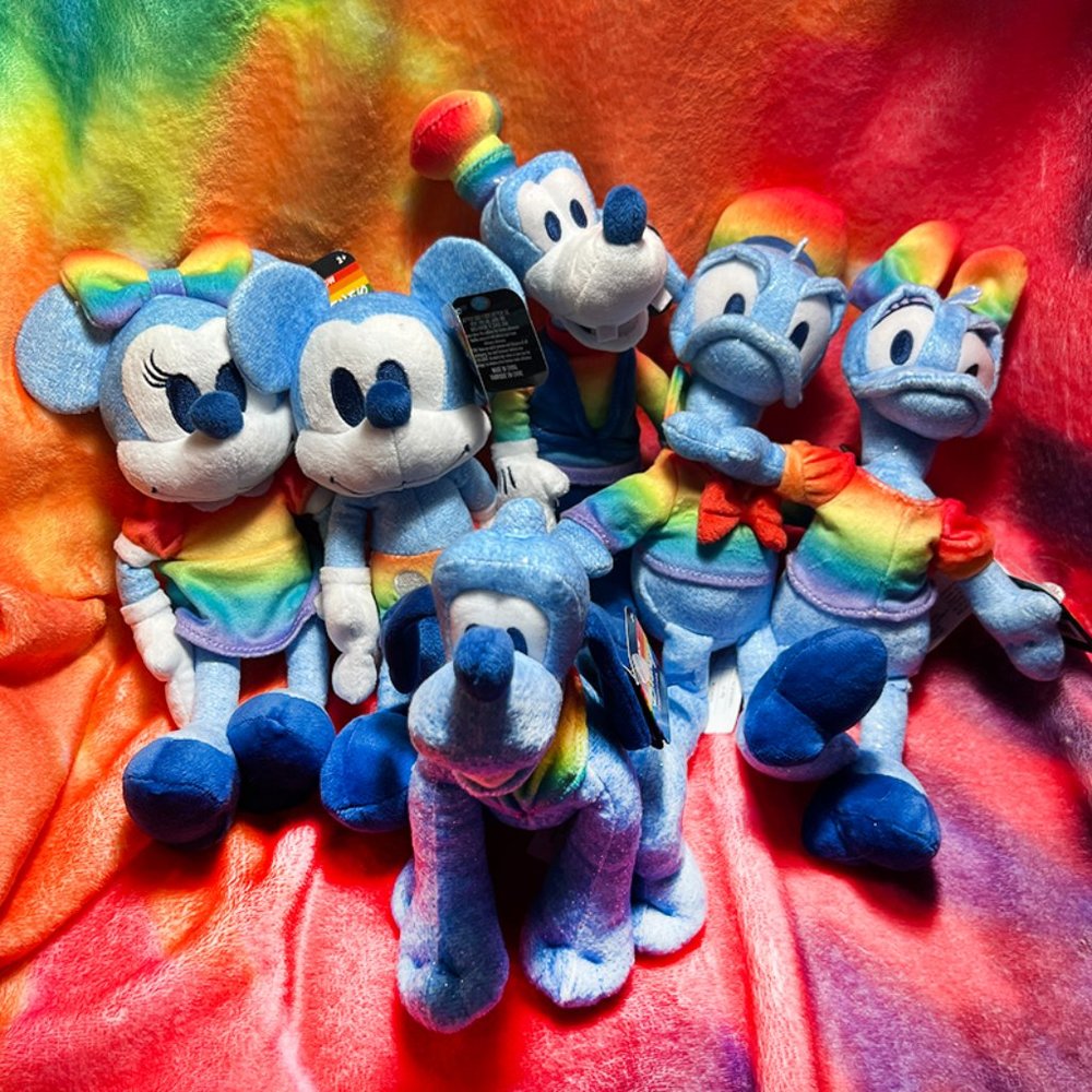 DISNEY Rainbow Collection Just Play 6-pc Stuffed Mickey & Minnie & Friends - NWT